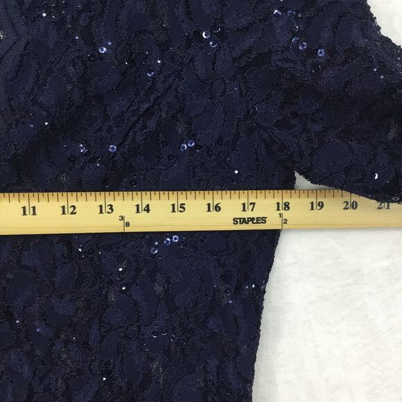 ALEX EVENINGS Sequined Lace Sheath Navy Blue Dress and Jacket Sz 10 - Picture 10 of 13